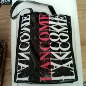 Lancome vinyl tote bag and make up bag
