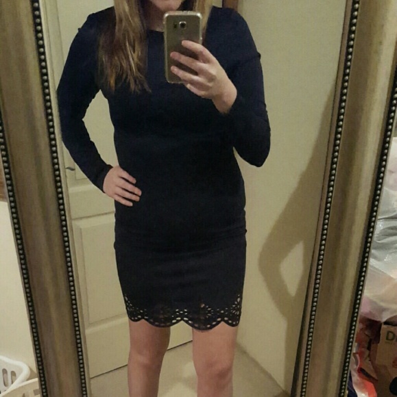 SheIn Navy Dress with Long Sleeves L