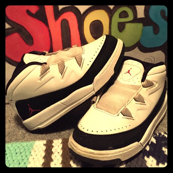 Black and white high top Jordans