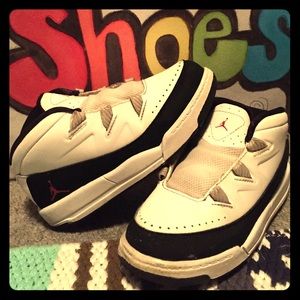 Black and white high top Jordans