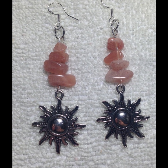 SOLD Sunstone Sterling Silver Earrings - Picture 2 of 4