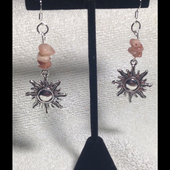 SOLD Sunstone Sterling Silver Earrings - Picture 3 of 4