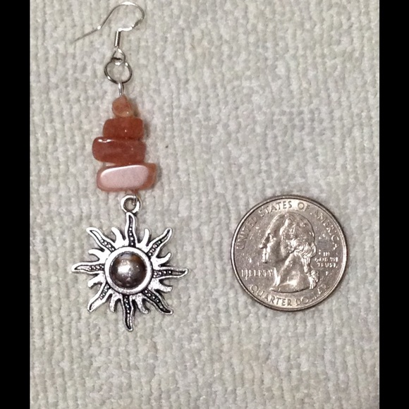 SOLD Sunstone Sterling Silver Earrings - Picture 4 of 4