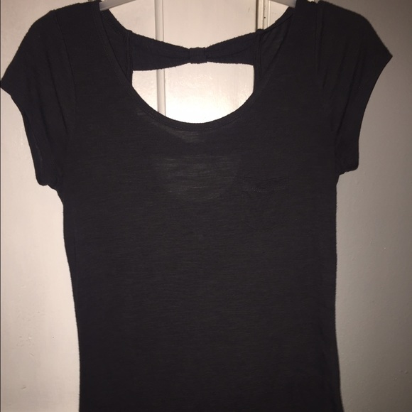 grey tee with bow back - Picture 1 of 3