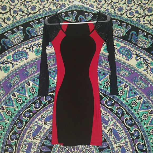 Black and red bodycon dress