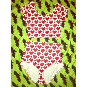 Black Milk Clothing pixel heart swimsuit