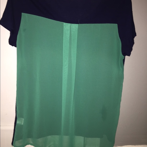 navy blue/ teal flowy top - Picture 2 of 2