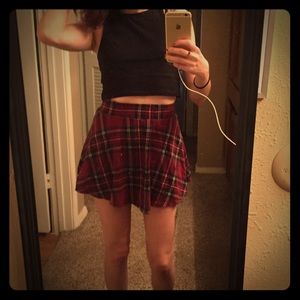 Red plaid skater skirt