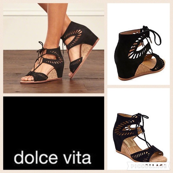 Dolce Vita Shoes - Dolce Vita Linsey Lace Up Wedge Sandal/Blk/ 6.5&8