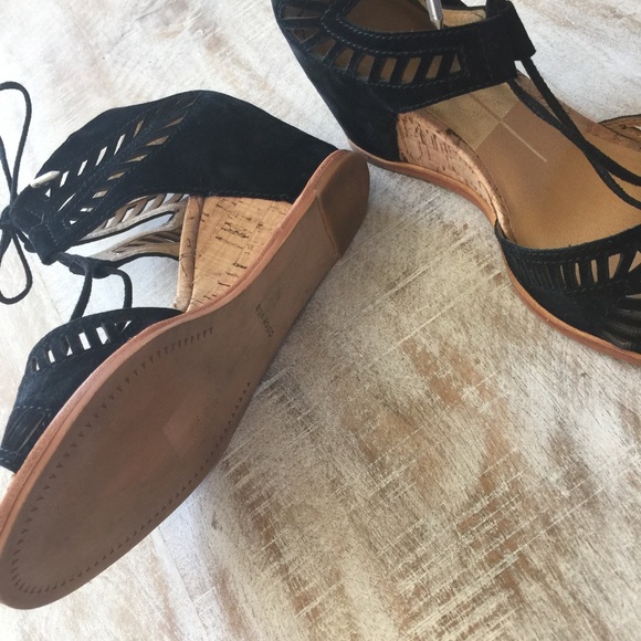 Dolce Vita Linsey Lace Up Wedge Sandal/Blk/ 6.5&8 - Picture 4 of 4