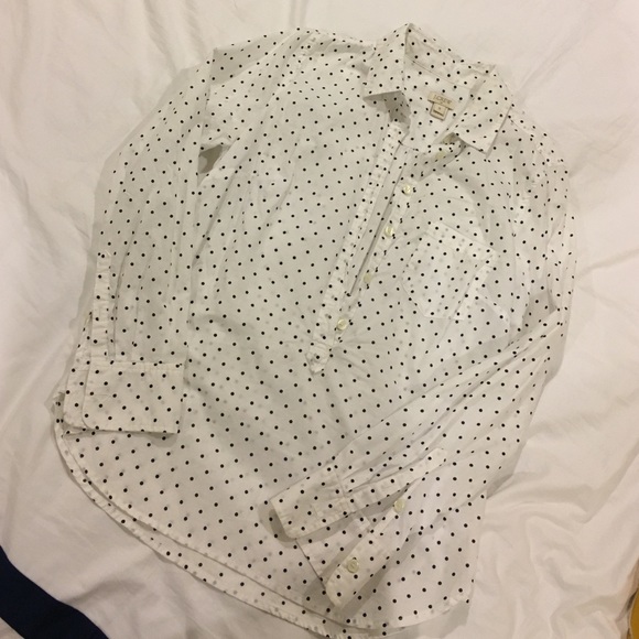 3/4 button down polka dot j Crew blouse - Picture 1 of 2