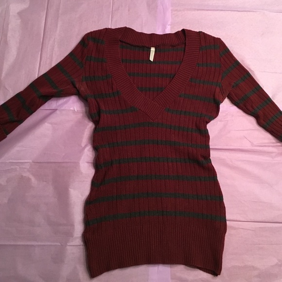 Burgundy Striped Sweater - Picture 1 of 3