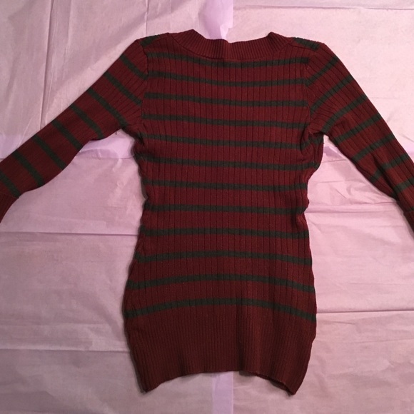 Burgundy Striped Sweater - Picture 2 of 3