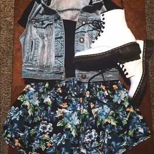 Floral print skater skirt