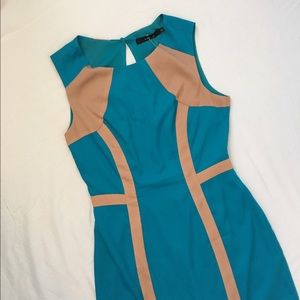 Gorgeous Teal and Tan Dress