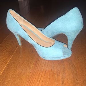 Turquoise high heel shoes