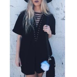 LF lace up oversized tee