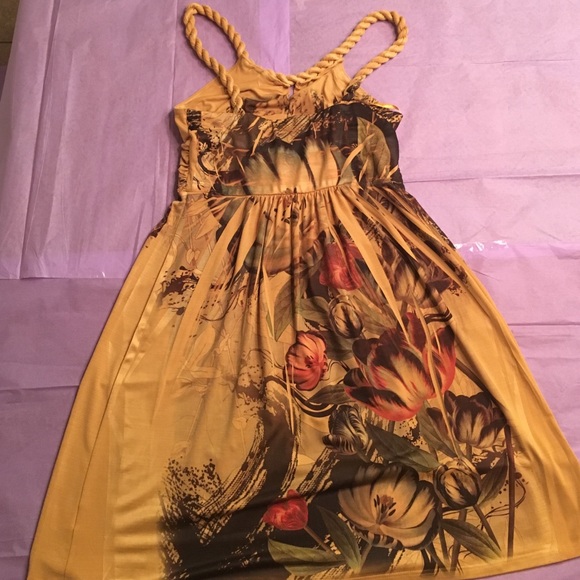 Arden B Golden Yellow Floral Dress - Picture 2 of 3