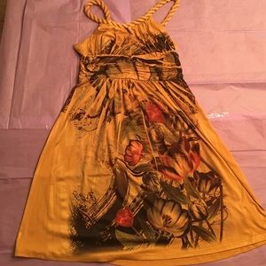 Arden B Golden Yellow Floral Dress