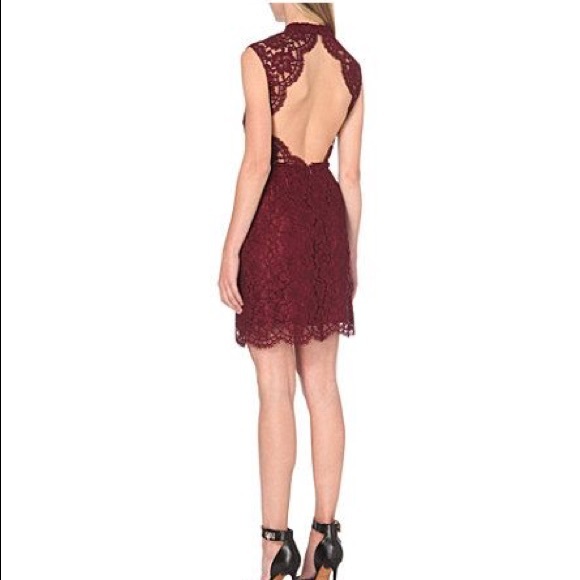 NWT Sandro "Romie" lace dress in burgundy, T1