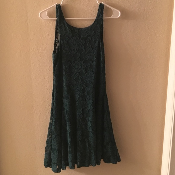 Green floral embroidered dress