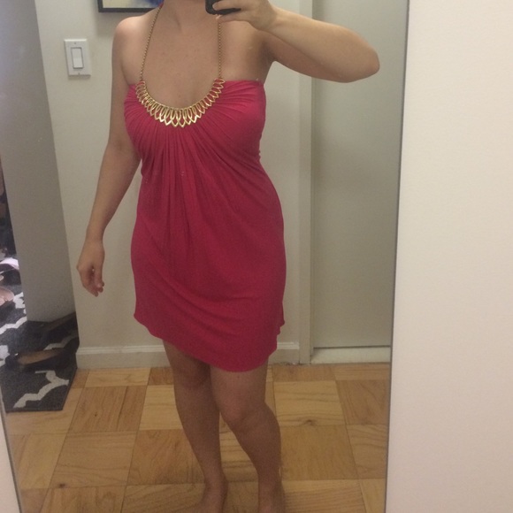 Hot pink sky mini dress