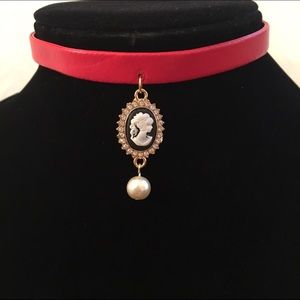 Red leather Roseani choker