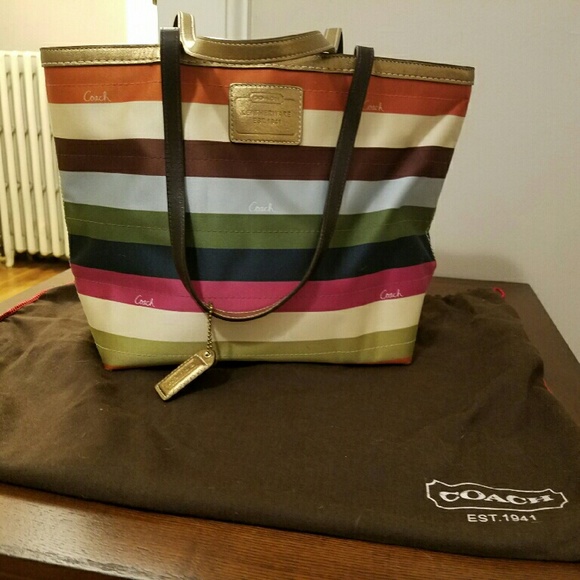 Coach multicolor striped bag