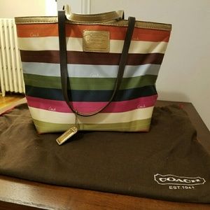Coach multicolor striped bag