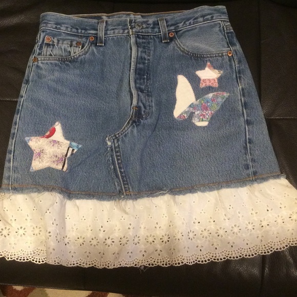 Riley denim embellished skirt