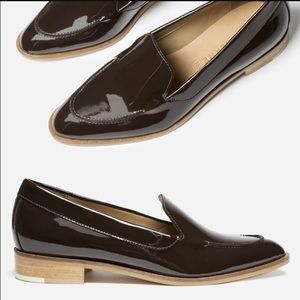 Everlane dark brown patent loafer