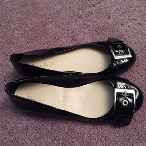 Franco Sarto black flats with buckle