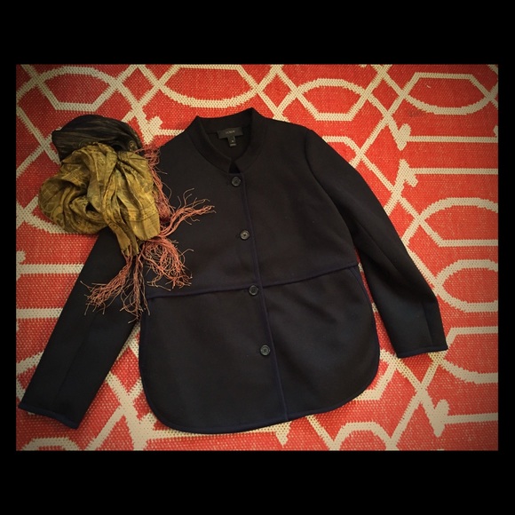 J. Crew / Navy Mock Neck Button front Jacket