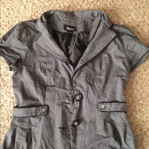 Short-sleeve grey peplum blazer size L