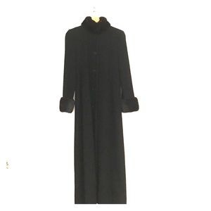 Cashmere blend mink trimmed full coat