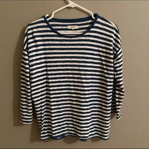 Madewell Navy and White 3/4 Shirt