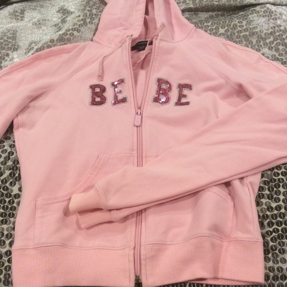 Bebe pink hooded zipper sweatshirt