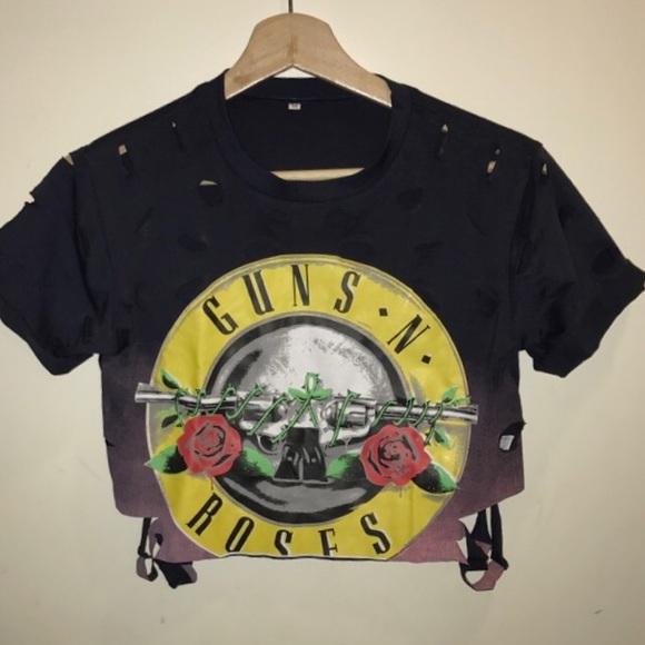 Guns N' Roses Distressed Cropped T-shirt