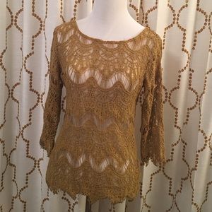 Deep gold BKE lace top