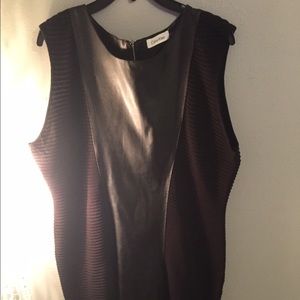 Leather/knit Calvin Klein sheath... never worn!