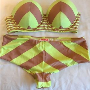 Amuse Society Striped Strapless Bikini