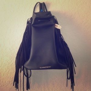 Victoria's Secret black leather/fringe bag