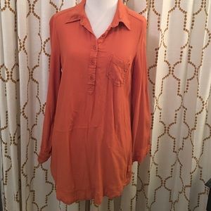 Pumpkin colored shirt dress