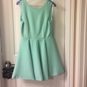 Mint mini dress with low v back