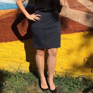 Ann Taylor Navy Blue Pencil Skirt w/piping details
