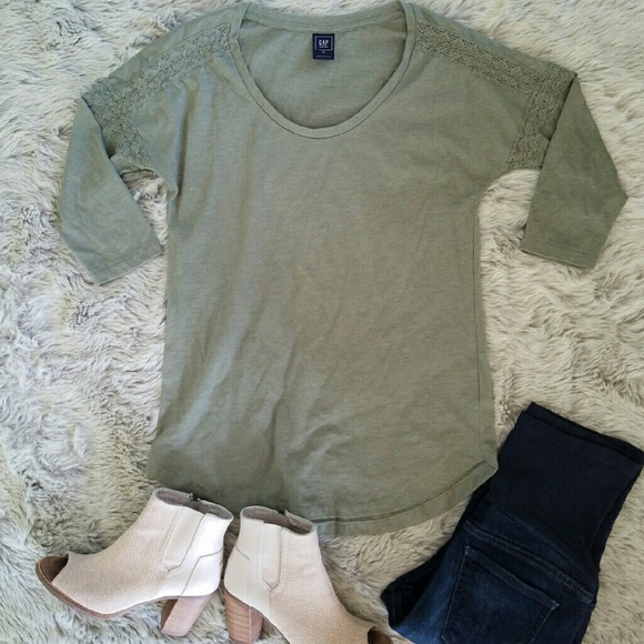 Olive Cotton & Crochet Maternity Top