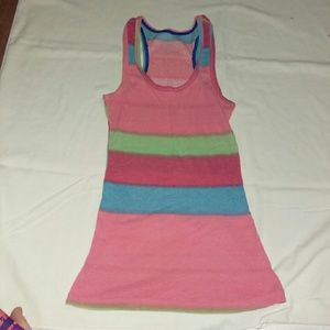 Multicolor dip dye ribbed tank top