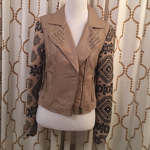Aztec detail, faux leather bomber