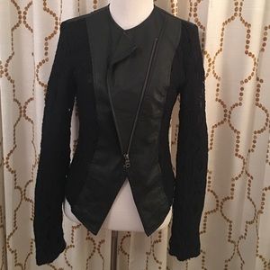 Black leather & lace bomber