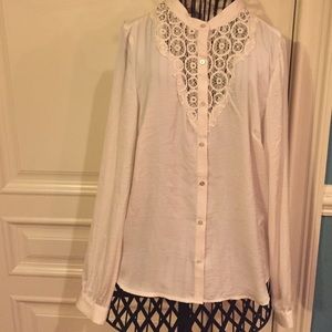 Blouse Satin Button Down Long Sleeve